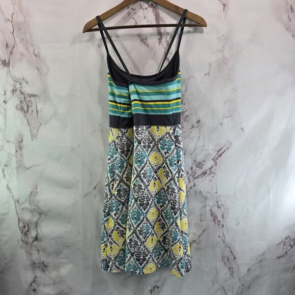 Soybu Dress Womens Large Tank Gray Blue Yellow Stripe Mini Shelf Built In Bra - Picture 5 of 11